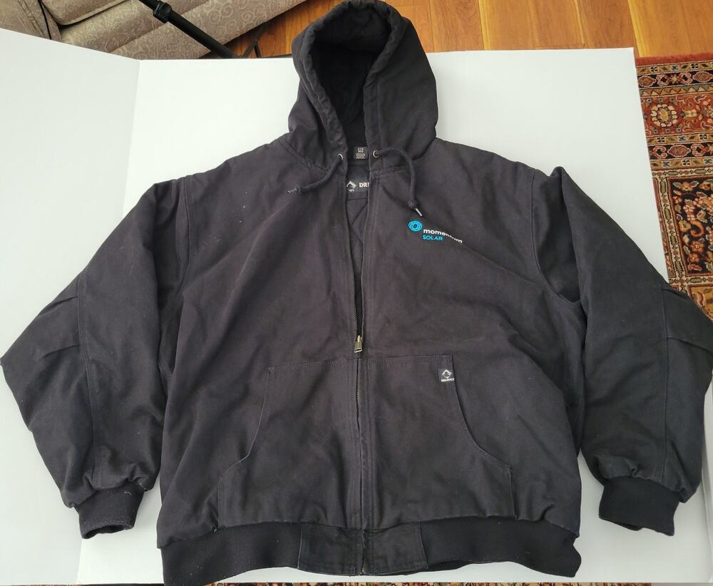 Dri Duck Black Canvas Hooded Work Winter Coat 2XL Cheyenne Quilted Liner #5020